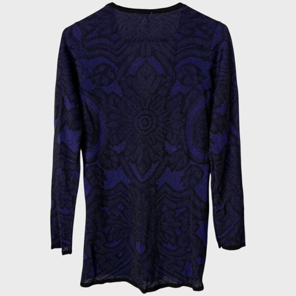 Chico's Floral Button-Front V-Neck Cardigan Metallic Purple Women's Size 0 - Picture 4 of 11